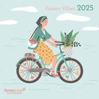 GreenLine - Green Vibes 2025 Broschürenkalender, 30x30cm, Wandkalender mit hochwertigem Papier, Platz für Notizen, internationale Feiertage und dekorativer Kordel