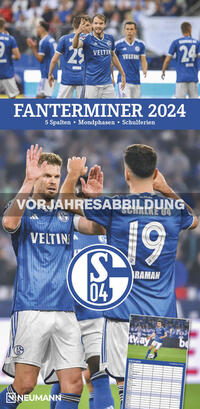 N NEUMANNVERLAGE - FC Schalke 04 2025 Fan-Timer, 22x45cm, Fußball-Familienplaner mit 5 Spalten und Motiven der Stars, Fan-Kalender mit Fußball-Highlights, Ferientermine und deutsches Kalendarium