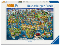 Erwachsenenpuzzle 5000 Teile - Weltkarte mit Sehenswürdigkeiten