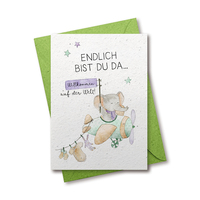 Endlich bist Du da - Grußkarte aus Samenpapier