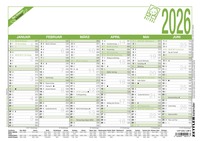 Zettler Arbeitstagekalender A4 Blauer Engel 2026 – Bürokalender groß 30 × 21 cm, 6 Monate pro Seite, Arbeitstage-, Tages- & Wochenzähler, Ferienübersicht, Feiertage, Recyclingkarton, nachhaltig