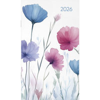 Alpha Edition - Miniplaner Style Blumenwiese 2026 – Taschenkalender 9×15 cm, Weekly-Planer mit 64 Seiten, 1 Woche pro Seite, kompakter Notizkalender mit Jahresübersicht & Zusatzinfos