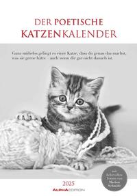 Alpha Edition - Der poetische Katzenkalender 2025 Bildkalender, 23,7x34cm, Wandkalender mit Platz für Notizen und vielen Infos, fröhliche Katzenbilder, deutsches Kalendarium und Ferientermine DE/AT/CH