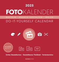 Alpha Edition - Foto-Bastelkalender rot 2025, 21x22cm, Do it yourself Kalender mit Seiten aus hochwertigem Bastelkarton, gestaltbares Titelblatt und Ferientermine DE/AT/CH und int. Kalendarium