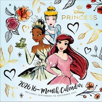 Pyramid - DISNEY PRINCESS 2026 – Broschürenkalender 30×30 cm mit 12 märchenhaften Illustrationen von Arielle, Belle, Cinderella & Rapunzel, Wandkalender für Kinder & Disney-Fans