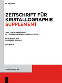 24th Annual Conference of the German Crystallographic Society, March 14–17, 2016, Stuttgart, Germany