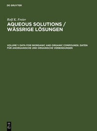 Data for Inorganic and Organic Compounds. Daten für Anorganische und Organische Verbindungen