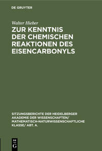 Zur Kenntnis der chemischen Reaktionen des Eisencarbonyls
