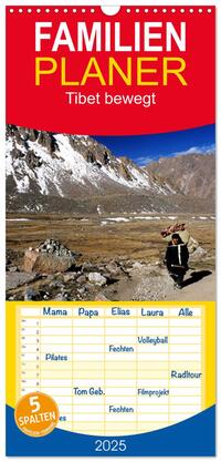 Familienplaner 2025 - Tibet bewegt mit 5 Spalten (Wandkalender, 21 x 45 cm) CALVENDO