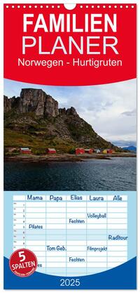Familienplaner 2025 - Norwegen - Hurtigruten mit 5 Spalten (Wandkalender, 21 x 45 cm) CALVENDO