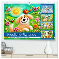 Niedliche Filzhunde - Liebevolle Ideen aus Filz und Wolle (hochwertiger Premium Wandkalender 2026 DIN A2 quer), Kunstdruck in Hochglanz