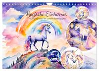 Magische Einhörner - Traumlandschaften unterm Regenbogen (Wandkalender 2026 DIN A4 quer), CALVENDO Monatskalender