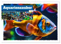 Aquarienzauber - Bunte KI Unterwasserwelten (Wandkalender 2026 DIN A2 quer), CALVENDO Monatskalender