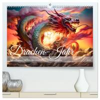 Drachen-Jahr - Kalenderplaner im Stile des chinesischen Tierkreiszeichens (hochwertiger Premium Wandkalender 2026 DIN A2 quer), Kunstdruck in Hochglanz