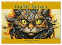Graffiti Katzen (Wandkalender 2026 DIN A3 quer), CALVENDO Monatskalender