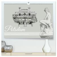 Potsdamer Sehenswürdigkeiten in Ink und Farbe (hochwertiger Premium Wandkalender 2026 DIN A2 quer), Kunstdruck in Hochglanz