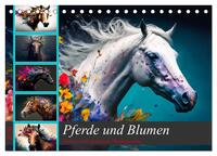 Pferde und Blumen (Tischkalender 2026 DIN A5 quer), CALVENDO Monatskalender