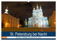 St. Petersburg bei Nacht (Wandkalender 2026 DIN A2 quer), CALVENDO Monatskalender