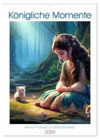 Königliche Momente - Kleine Prinzessin im Märchenwald (Wandkalender 2026 DIN A2 hoch), CALVENDO Monatskalender