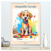Verspielte Hunde (hochwertiger Premium Wandkalender 2026 DIN A2 hoch), Kunstdruck in Hochglanz