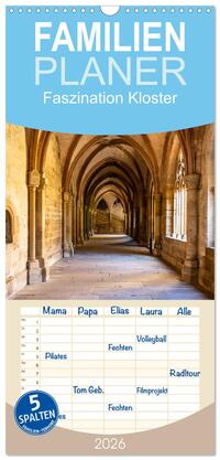 Familienplaner 2026 - Faszination Kloster mit 5 Spalten (Wandkalender, 21 x 45 cm) CALVENDO
