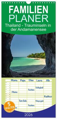 Familienplaner 2026 - Thailand - Trauminseln in der Andamanensee mit 5 Spalten (Wandkalender, 21 x 45 cm) CALVENDO