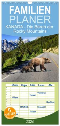 Familienplaner 2026 - KANADA - Die Bären der Rocky Mountains mit 5 Spalten (Wandkalender, 21 x 45 cm) CALVENDO