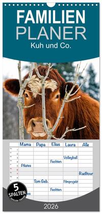 Familienplaner 2026 - Kuh und Co. mit 5 Spalten (Wandkalender, 21 x 45 cm) CALVENDO