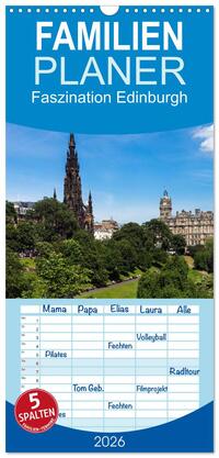 Familienplaner 2026 - Faszination Edinburgh mit 5 Spalten (Wandkalender, 21 x 45 cm) CALVENDO