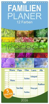 Familienplaner 2026 - 12 Farben Kunst und Küche mit 5 Spalten (Wandkalender, 21 x 45 cm) CALVENDO