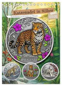 Katzenadel in Silber (Tischkalender 2026 DIN A5 hoch), CALVENDO Monatskalender