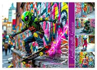 NEONZ - Graffiti trifft Galaxie (Wandkalender 2026 DIN A2 quer), CALVENDO Monatskalender