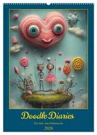 Doodle-Diaries - Ein Jahr zum Schmunzeln (Wandkalender 2026 DIN A2 hoch), CALVENDO Monatskalender