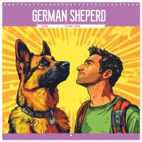 German Sheperd - Comic Style (Wall Calendar 2026 12 × 12 Inch) CALVENDO 12 Month Wall Calendar