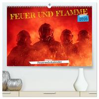 Feuer und Flamme - Feuerwehrkalender (hochwertiger Premium Wandkalender 2026 DIN A2 quer), Kunstdruck in Hochglanz