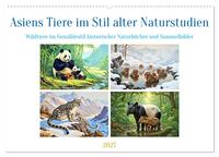 Asiens Tiere im Stil alter Naturstudien (Wandkalender 2027 DIN A2 quer), CALVENDO Monatskalender