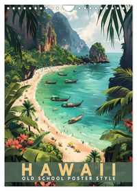 Hawaii - Old School Poster Style (Wandkalender 2027 DIN A4 hoch), CALVENDO Monatskalender