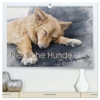 Niedliche Hunde - Digitale Aquarelle (hochwertiger Premium Wandkalender 2027 DIN A2 quer), Kunstdruck in Hochglanz