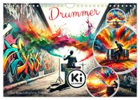 Drummer - Color Splash Rhythms: Trommelschläge und Farbexplosionen (Wandkalender 2027 DIN A4 quer), CALVENDO Monatskalender