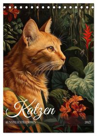 Katzen Kunstillustrationen (Tischkalender 2027 DIN A5 hoch), CALVENDO Monatskalender