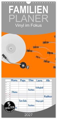Familienplaner 2027 - Vinyl im Fokus mit 5 Spalten (Wandkalender, 21 x 45 cm) CALVENDO