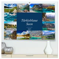 Türkisblaue Seen (hochwertiger Premium Wandkalender 2027 DIN A2 quer), Kunstdruck in Hochglanz