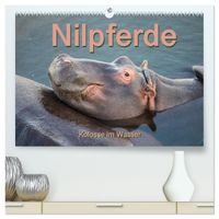 Nilpferde, Kolosse im Wasser (hochwertiger Premium Wandkalender 2027 DIN A2 quer), Kunstdruck in Hochglanz