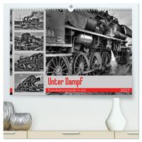 Unter Dampf - Eisenbahnromantik in schwarz-weiß (hochwertiger Premium Wandkalender 2027 DIN A2 quer), Kunstdruck in Hochglanz