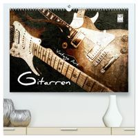 GITARREN Vintage Art (hochwertiger Premium Wandkalender 2027 DIN A2 quer), Kunstdruck in Hochglanz