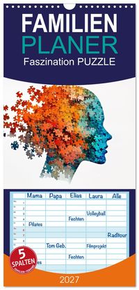 Familienplaner 2027 - Faszination PUZZLE mit 5 Spalten (Wandkalender, 21 x 45 cm) CALVENDO