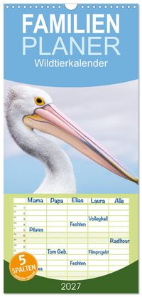 Familienplaner 2027 - Wildtierkalender mit 5 Spalten (Wandkalender, 21 x 45 cm) CALVENDO