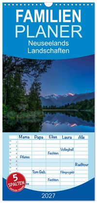 Familienplaner 2027 - Neuseelands Landschaften mit 5 Spalten (Wandkalender, 21 x 45 cm) CALVENDO