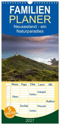 Familienplaner 2027 - Neuseeland - ein Naturparadies mit 5 Spalten (Wandkalender, 21 x 45 cm) CALVENDO