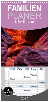 Familienplaner 2027 - USA Deluxe mit 5 Spalten (Wandkalender, 21 x 45 cm) CALVENDO